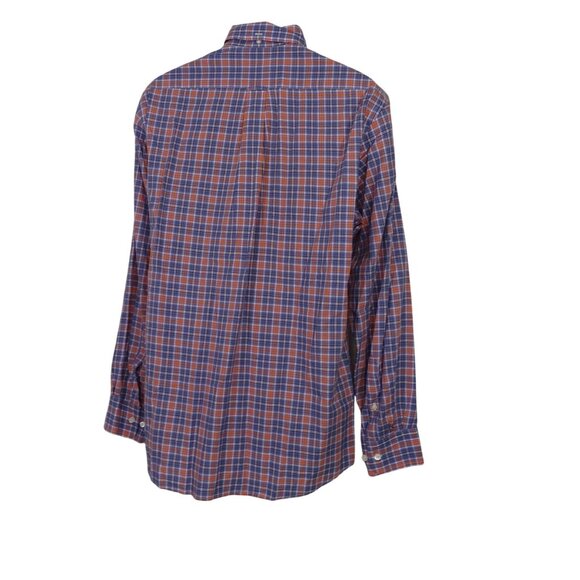 Faconnable Club Long Sleeve Blue Orange Plaid Button Down Shirt Men Size L - Picture 5 of 11